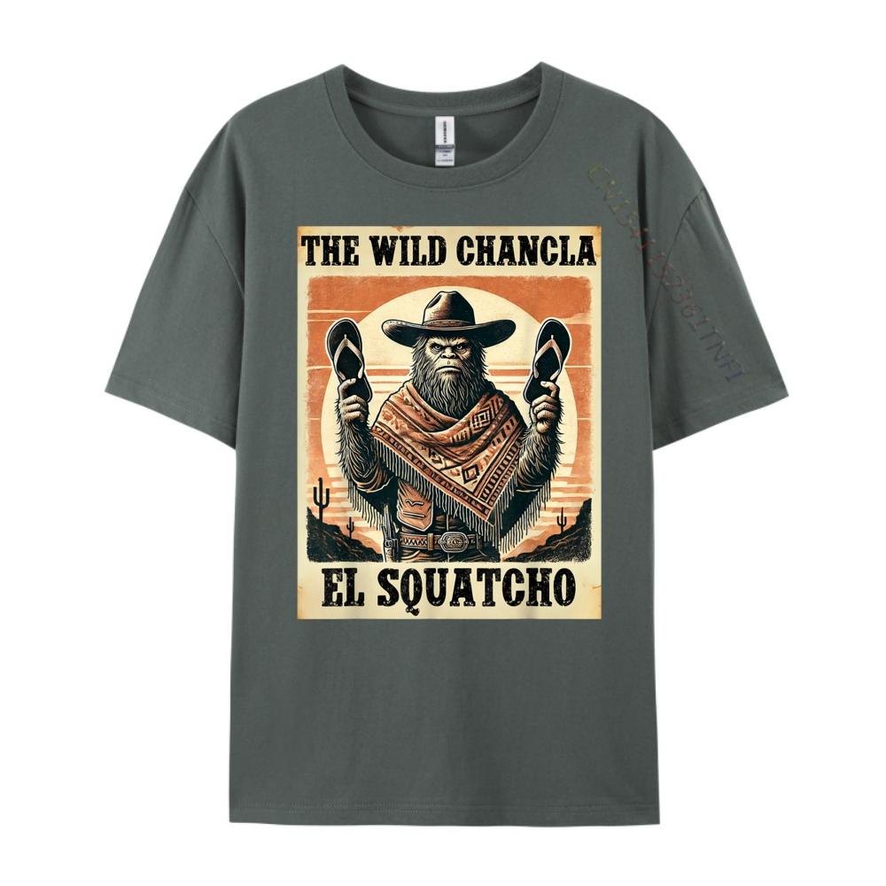 Funny Mexican Bigfoot El Squatcho The Wild Chancla Men's T-Shirts High Quality Vintage