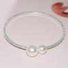 Gold-Plated Silver Women's Necklace & Bracelet Set with Pearls and Rhinestones