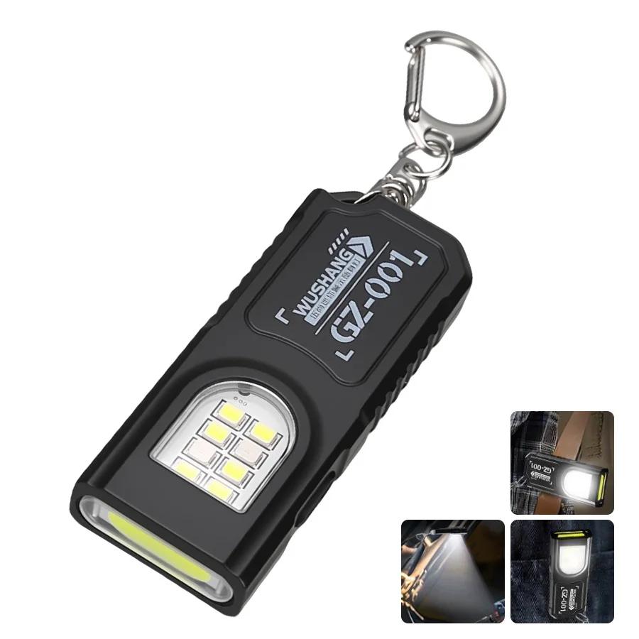 Rechargeable Mini LED Keychain Flashlight 800LM Portable Magnetic Pocket Torch Light for Work, Camping, Emergency, Car Use