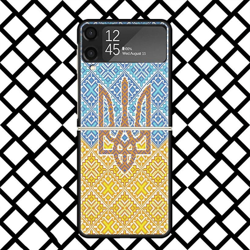 Чехол для телефона Флаг Украины для Samsung Z Flip 7 6 5 4 3 Galaxy ZFLIP7 ZFlip6 5G Flip5 Flip4 Flip3 5g Черный Жесткий Чехол