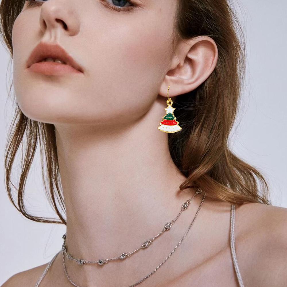 Рождественская серия 6 пар серег-снежинок и колокольчиков, комбинированный набор, трансграничные мультяшные серьги с эмалью в виде оленя и Санты