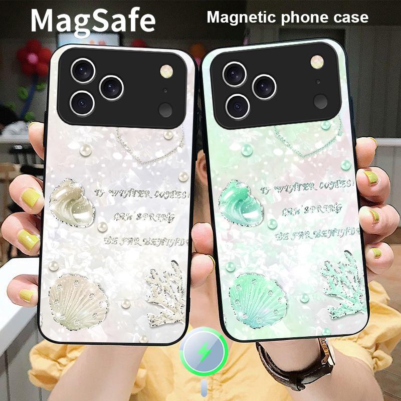 Красивый фиолетовый чехол для Magsafe iPhone 17 Pro Max 16 E 15 14 13 Plus 12 mini 11 17 Air XR Xs Max 7 Plus стеклянный чехол для телефона