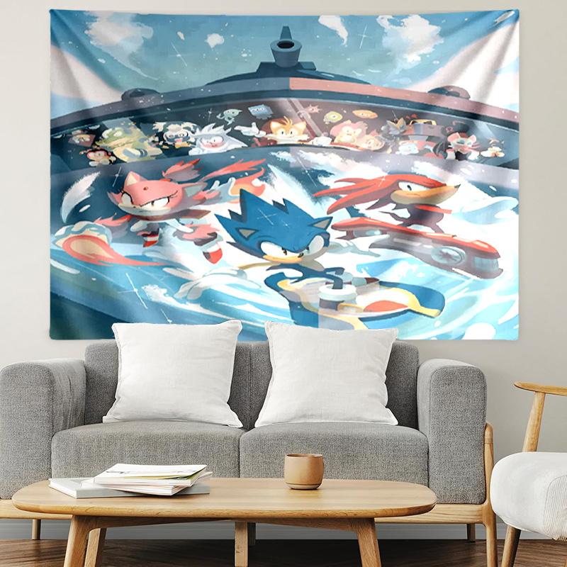 Sonic Print Tapestry, Lightweight Wall Hanging, for Bedroom, Dorm, Living Room, Home Art Decor, Birthday Christmas Gift for Friends