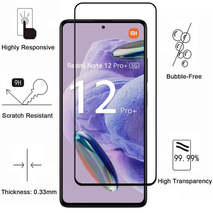 Закаленное стекло для Xiaomi Redmi Note 12 PRO PLUS 5G - Redmi Note 12 PRO+ 5G [Упаковка 2 шт.] Защитная пленка для экрана Phonillico®