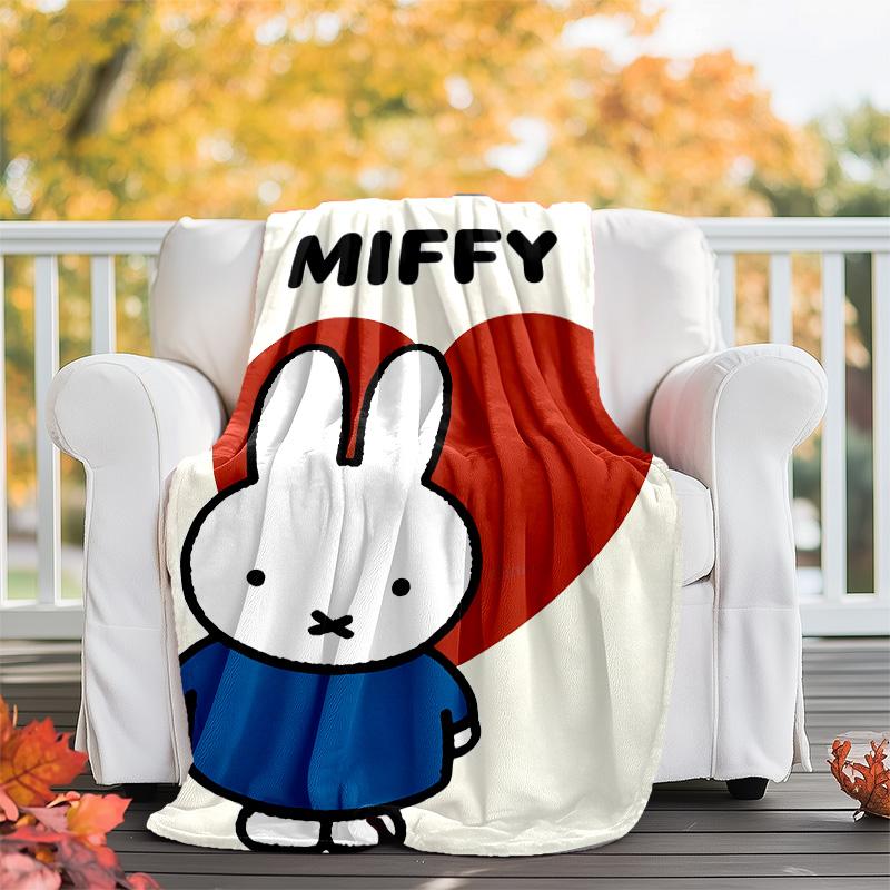 1pc Miffy2 Theme Blanket - Digital Print, Polyester, Cozy for All Seasons, Perfect for Outdoor, Camping, and Travel