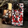 Чехол для телефона Hazbin Hotel Husk для iPhone 17,16,15,14,13,12,11 Plus,Pro Max,XS, Цветной Серебристо-Черный Чехол