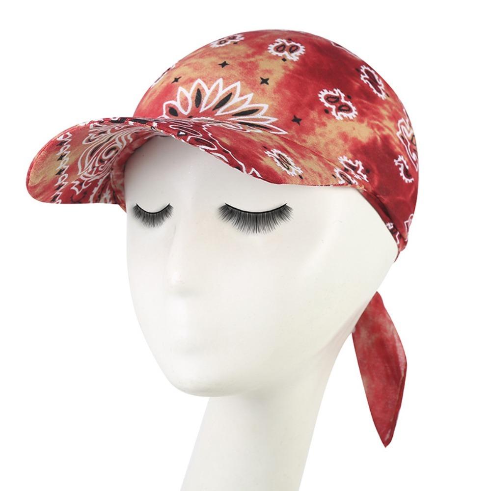 Fashion Wide Brim Baseball Caps Head Scarf Lightweight Pre-Tied Sun Visor Turban Breathable Bandana Scarf Cap Women Outdoor