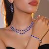 Fashion Shiny Rhinestone Necklace Earrings Bracelet Set, Luxury Temperament Necklace Earrings 3-piece Set