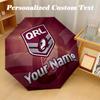 Складной зонт Queensland Maroons с автоматическим открытием, 8 спиц, персонализированный с текстом имени, для дождя и солнца, подарок