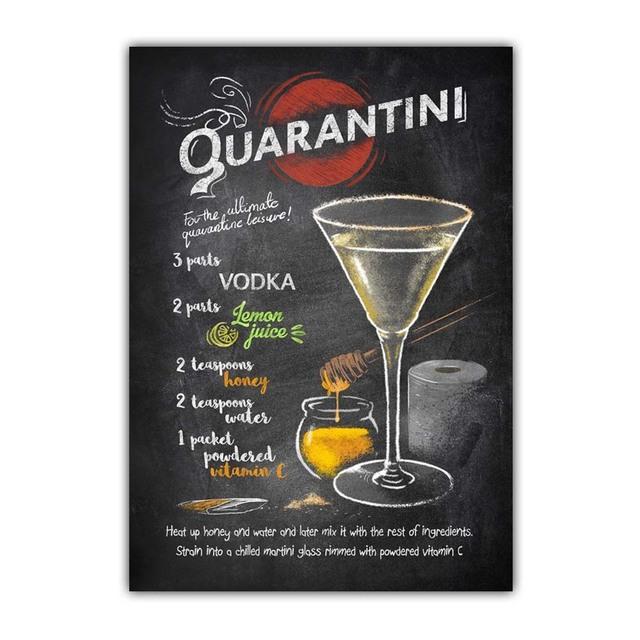 Graffiti Art High Foot Wine Glass Canvas Painting Bar Restaurant Wall Art Cocktail Menu Picture for Living Room Home Decor No Frame