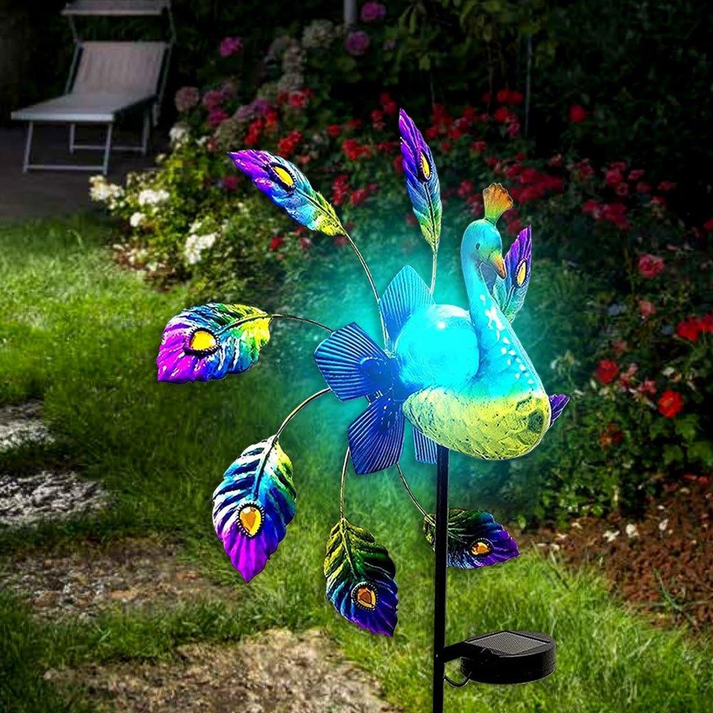 Sunbird Windmill Light Metal Art Outdoor Garden Fence Rotating Waterproof, Suitable for Weddings and Outdoor Decoration, Garden Fence Decoration