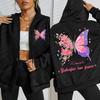 Butterflies Love Flowers Colorful Pattern Women Zipper Hoodies Y2K Loose Hoody Zip-Up Fleece Hoodie Autumn Clothing