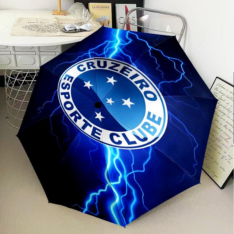 1PC Cru-zeiro Esporte Club Crest Printed Umbrella Folding umbrella, automatic umbrella 8-Frame for Travel, camping Fan gifts Christmas Gifts