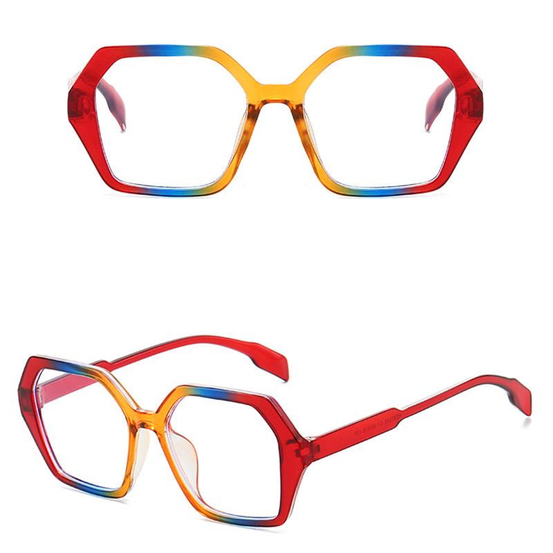 New Fashion Polygon Blue Light Blocking Glasses Large Frame Colorful Computer Eyewear Unisex Optical Frames