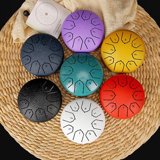Rain Drum for Outside Garden 4 Inches 8 Notes Steel Tongue Drum Meditation Rain Chime Musical Instruments Mini Handpan Drums