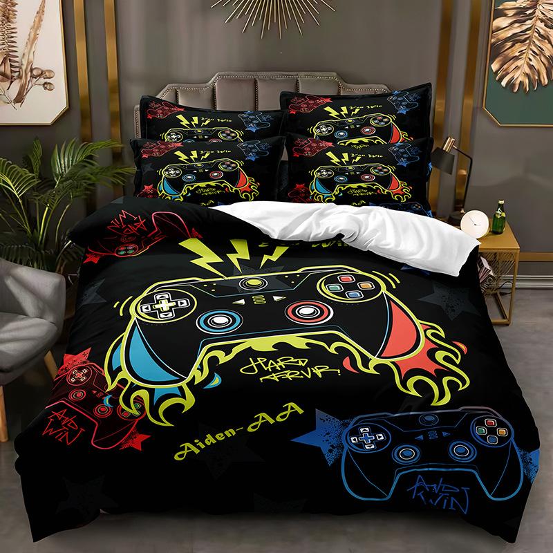 Легкий 3D игровой комплект постельного белья с игровой ручкой, пододеяльник DE135 * 200, полноразмерный чехол для кровати, одинарный/двойной с молнией, мягкий пододеяльник