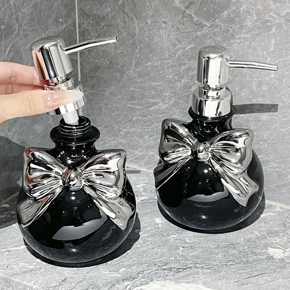 350ml Bow Lotion Bottle Ceramic Shower Gel Separate Bottles Practical Bow Soap Dispenser  Bathroom