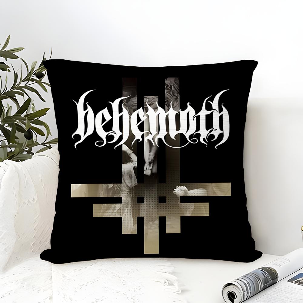 Черная Металлическая Группа Behemoth Наволочка Хлопчатобумажная Льняная Ткань Квадратная Наволочка на Молнии Домашний Декор Гостиная
