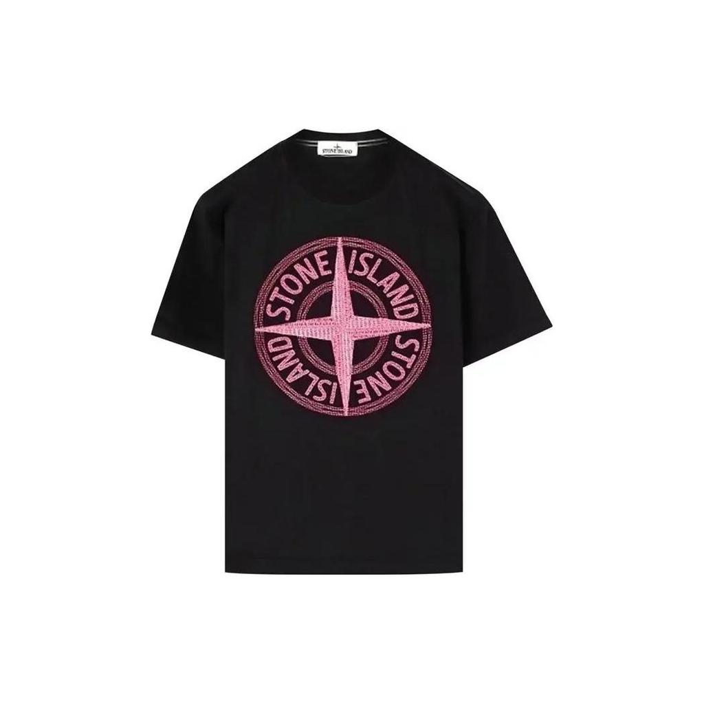 STONE ISLAND Compass Print T-Shirt Black Men Tops 781521580-V0029
