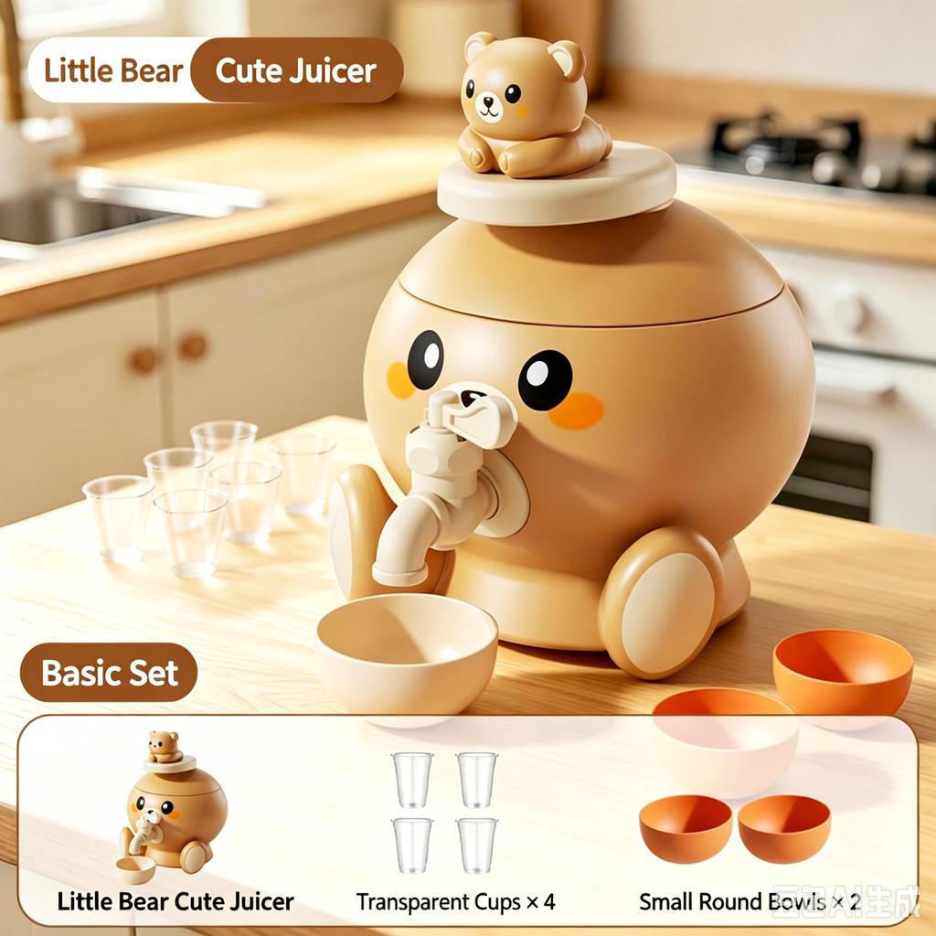 Cute Duck Bear Juicer Toy Kids Kitchen Pretend Play Set with Cups Bowl Cutting Board Educational Role Play Gift