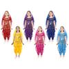 Kids Girls Belly Dance Performance Outfit Lace-up Back Puff Sleeve Crop Top Ruffled Pants Hip Scarf Headscarf