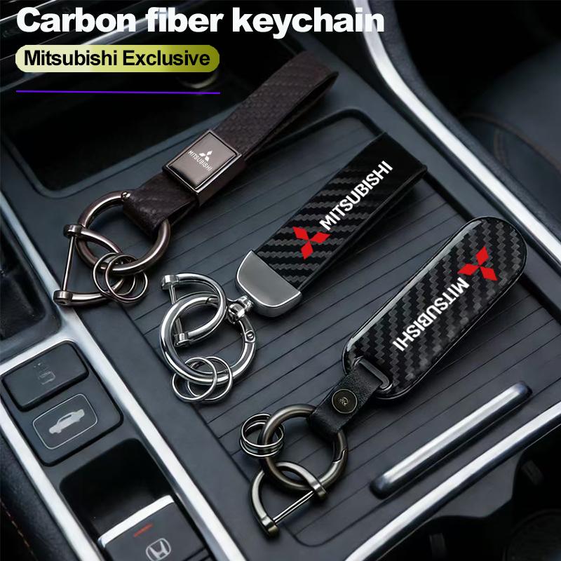 Carbon Fiber Texture Car Key Chain Ring Auto Keychain For Mitsubishi Lancer Outlander Pajero ASX Colt I200 Space Delica Triton