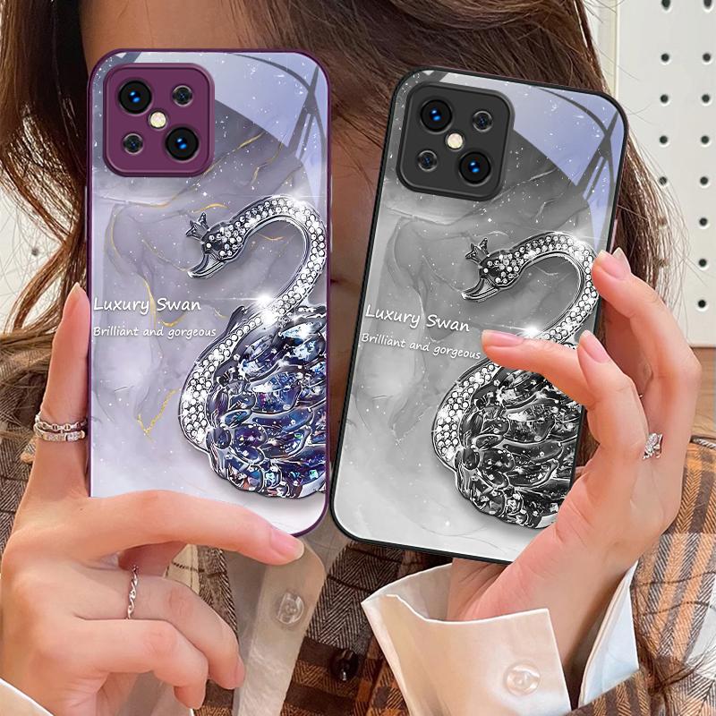Бриллиантовый градиентный гусь для Oppo Find X5 X8 Pro X3 Lite A72 58 73 54S F11 79 Reno 6 4Z 5G Nord N200 Чехол для телефона из закаленного стекла