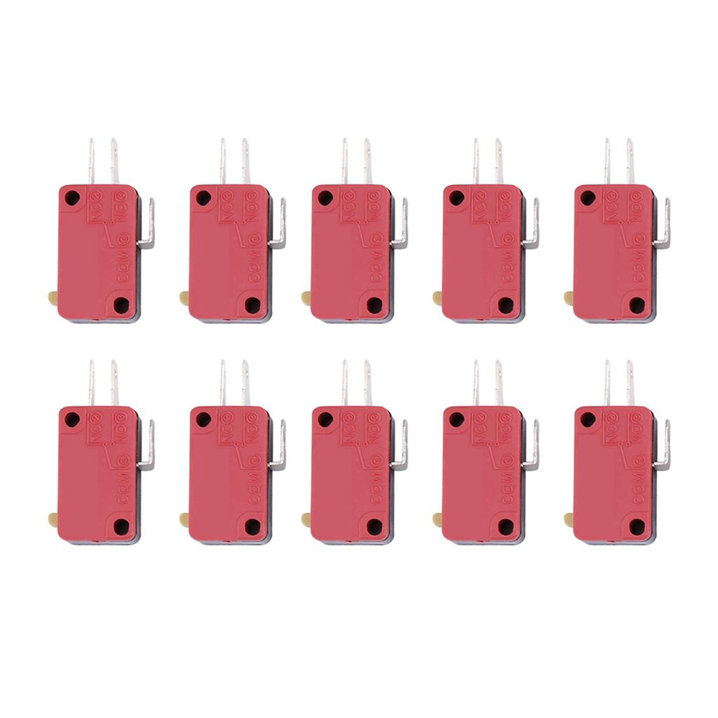 10Pcs Red 3Pins Push Button Micro Switch Replacement for Arcade Game