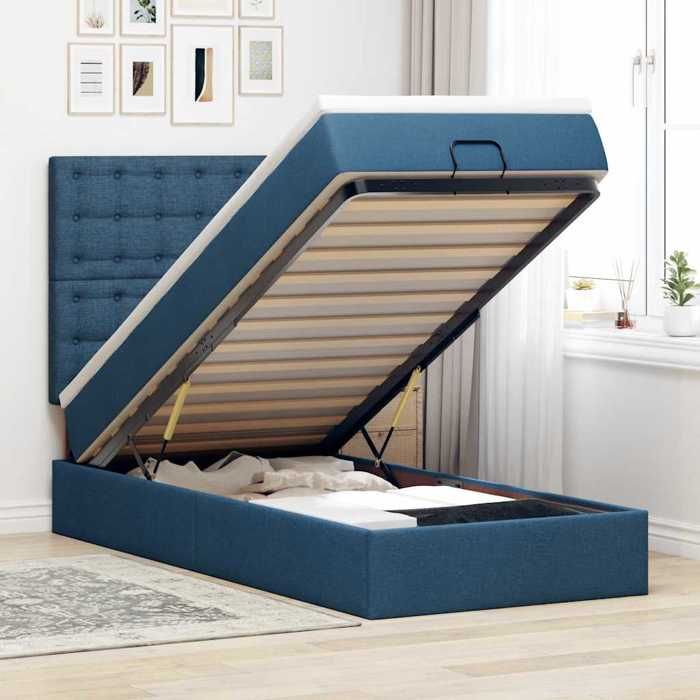 Maison Exclusive - Lit ottoman avec matelas bleu 100x200 cm tissu