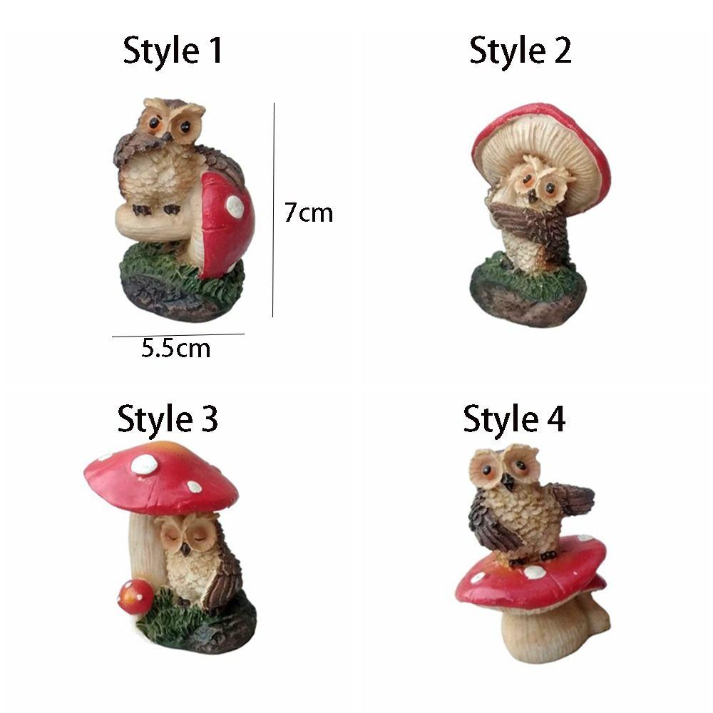 Креативная статуя животного, водонепроницаемая миниатюрная статуэтка, скульптура, сова, гриб, украшение для улицы