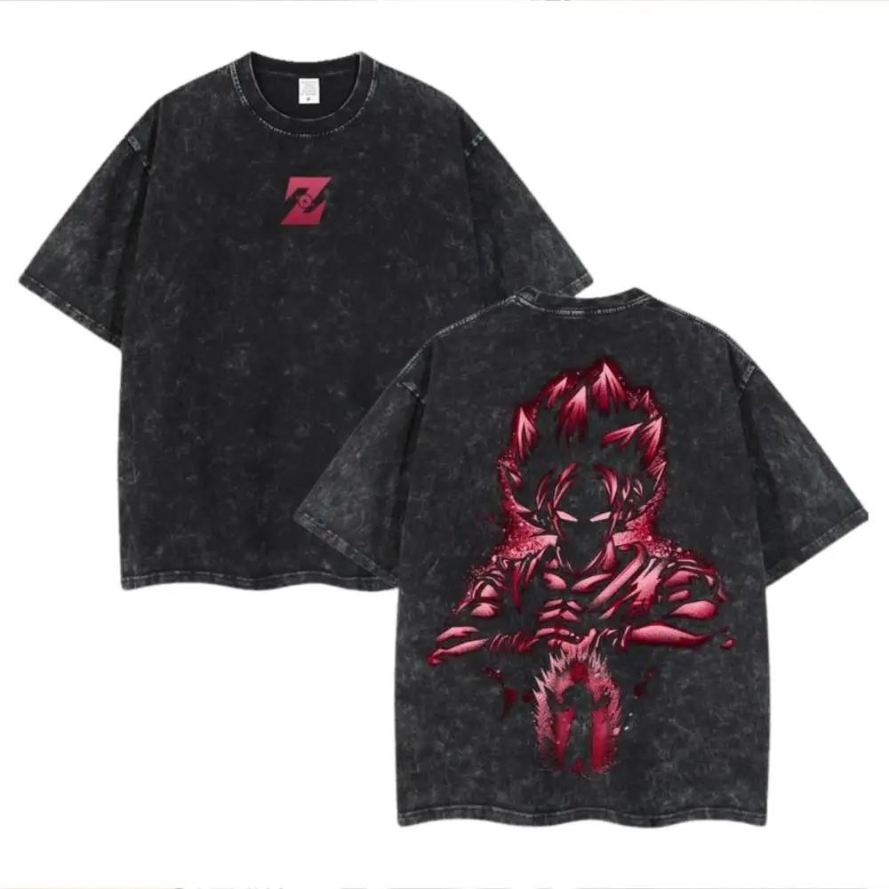 New Anime Dragon Ball Printed Tshirt Mens and Womens Washed Tshirt High Quality Vintage Cotton Tshirt Harajuku Tops