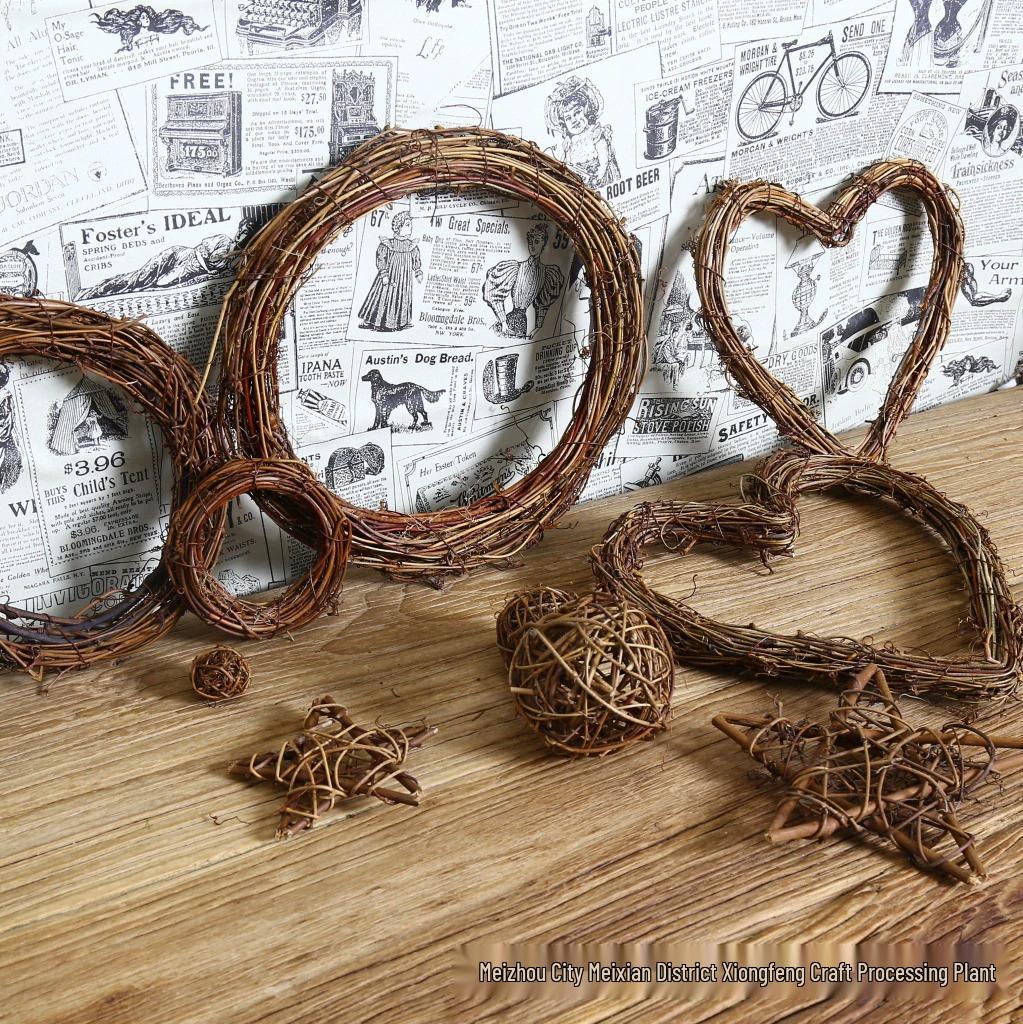 Handmade Rattan Circle Floral Art Wreath: Tufeng Vine & Natural Material Christmas Decoration
