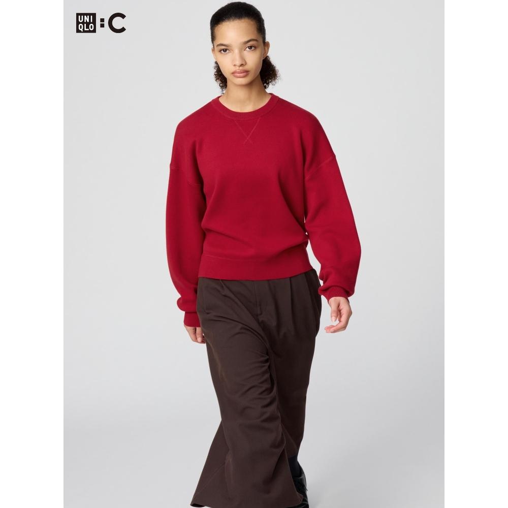 Uniqlo Японский гладкий хлопковый свитер с круглым вырезом