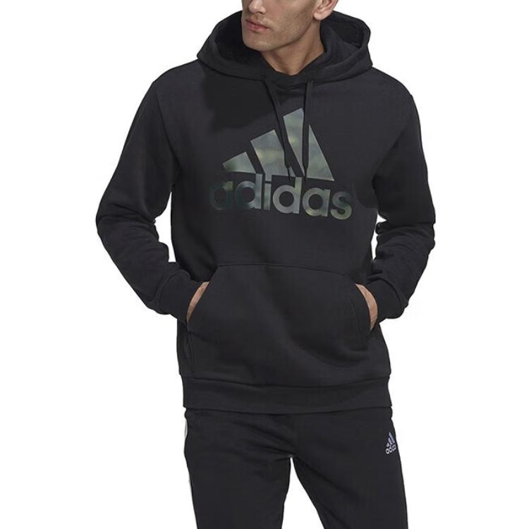 adidas Толстовка с капюшоном из французского терри с камуфляжным принтом Essentials, черная, мужская уличная одежда HL6933