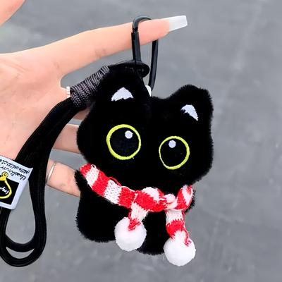 Милые черные котята Плюшевые брелоки Мягкие Каваи Кот Плюшевая кукла Подвеска Брелок для ключей автомобиля Котёнок Игрушка Кукла для друзей Подарки на день рождения