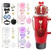 8Pcs Bling Cup Accessories for 8-46oz Tumbler Silicone Cup Boot Cute Bowknot Straw Topper Handle Strap Charms for Water Bottles