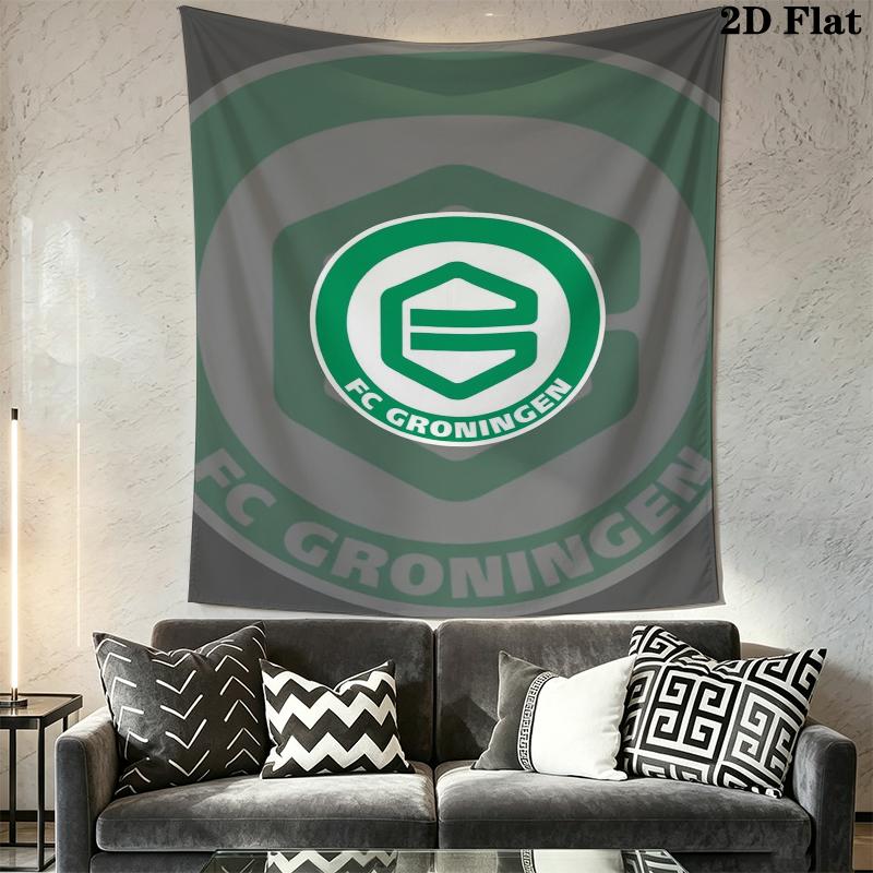 Football Club Groningen Wall Tapestry Aesthetic Wall Hanging Printed Fabric Blanket Decorative Tapestries for Bedroom Living Room Home Decor