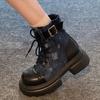 Модные женские ботильоны в стиле панк, джинсовые, боевые, с круглым носком, женские короткие туфли, дизайнерские, роскошные, удобные и элегантные, новинка, ботильоны