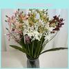 Elegant Artificial Dendrobium Orchid Stem With Foliage For Tabletop Decoration
