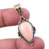 Natural Pink Opal Gemstone 925 Solid Sterling Silver Two Tone Pendant 1.50" W1H80