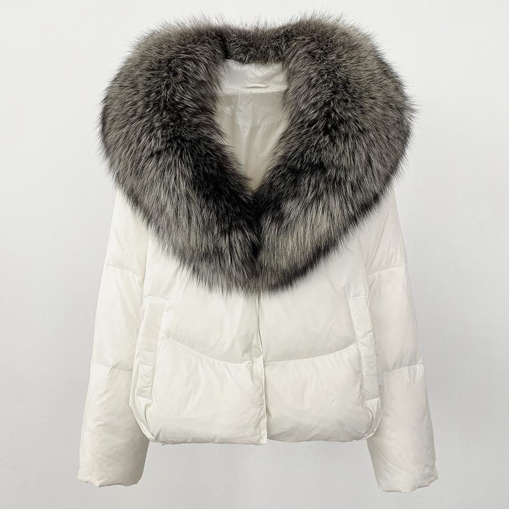 OFTBUY 2024, осенне-зимний новый пуховик из меха чернобурки со съемным меховым воротником, женское утолщенное теплое пальто из 90% белого утиного пуха