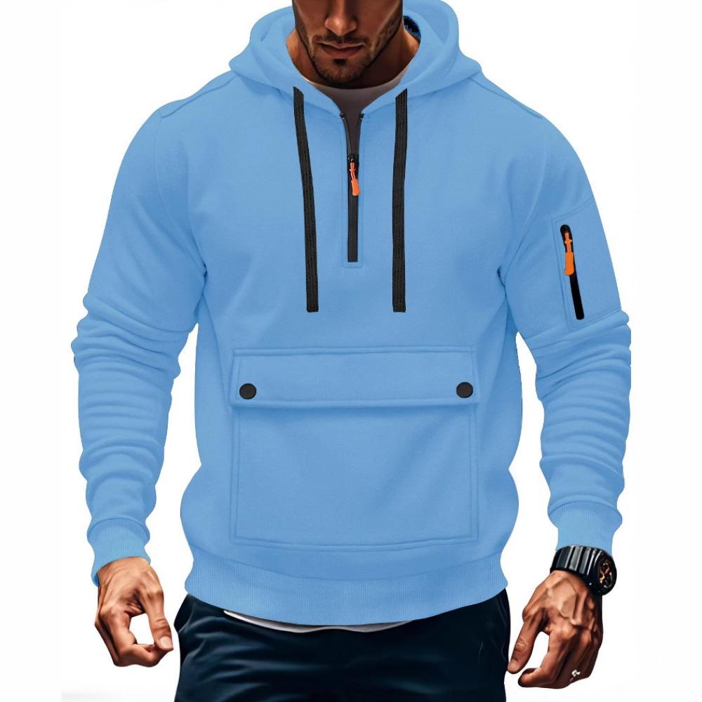 Модный инновационный свитшот Осень и Зима Мужской флисовый Свободный Большой карман Худи на большой молнии