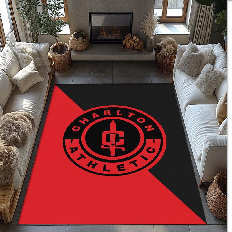Charlton Athletic FC Soccer Football Pattern Soft Area Rug Non Slip Indoor Floor Carpet Sports Decor Mat for Bedroom