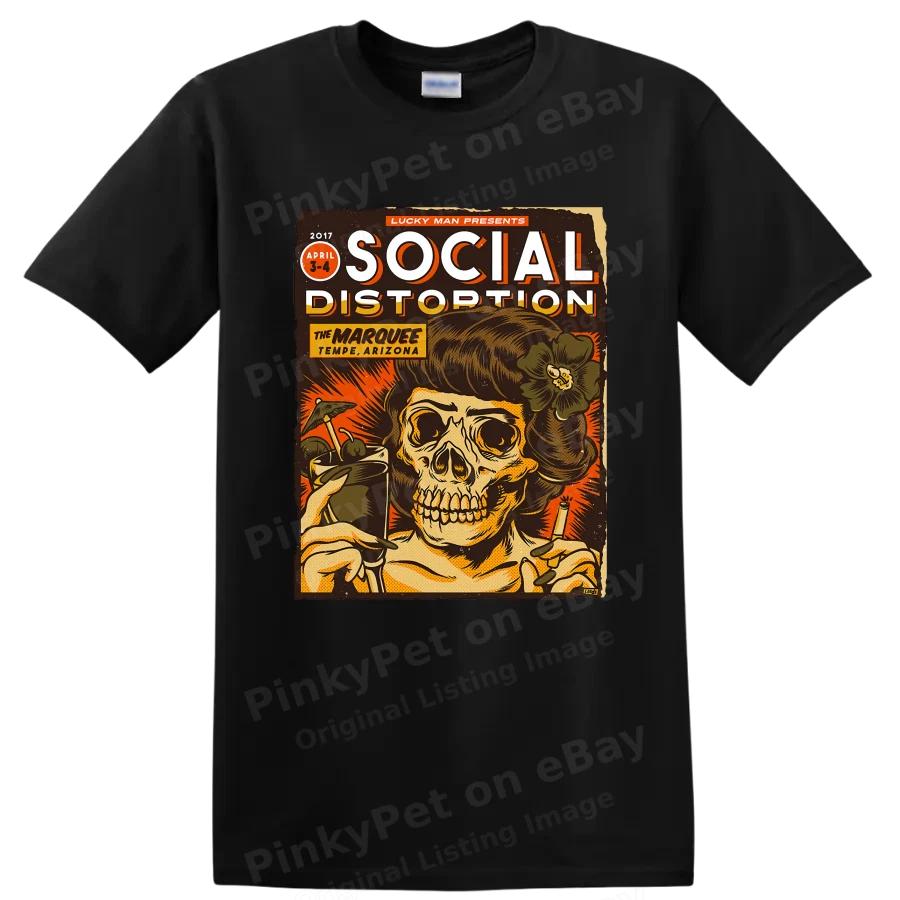 Social Distortion Панк-рок группа Череп Графика Футболка Винтажная Концертная Футболка