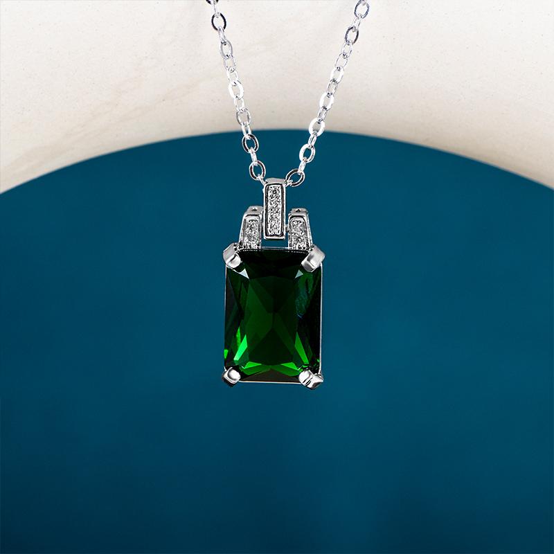 BELLA BOX Роскошный 925 посеребренный изумрудный кулон, аксессуары для свадьбы и помолвки, женское ожерелье для женщин, ювелирные изделия для вечеринок