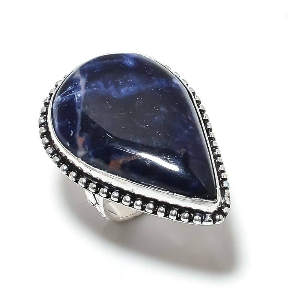 Natural Sodalite Gemstone Handmade 925 Sterling Silver Gift Ring Size 10 Z8m92