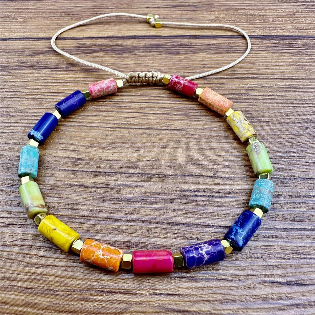 Unisex Bracelet Natural Gemstone Maanshan Turquoise Wheel Shape Smooth Cut Beads Stretchable Bracelet