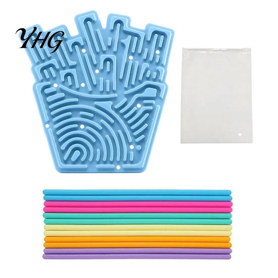 Educational Sensory Board Silicone Activity Board, Christmas Tree Rainbow Ice Stick French Fries Stress Relief Tools with Strings, Silent Fidget