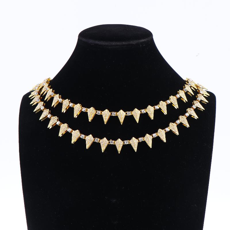 Fashion Geometric Spike Necklace Bracelet Punk Rock Style Men Women CZ Paved Jewelry Everyday Accessory