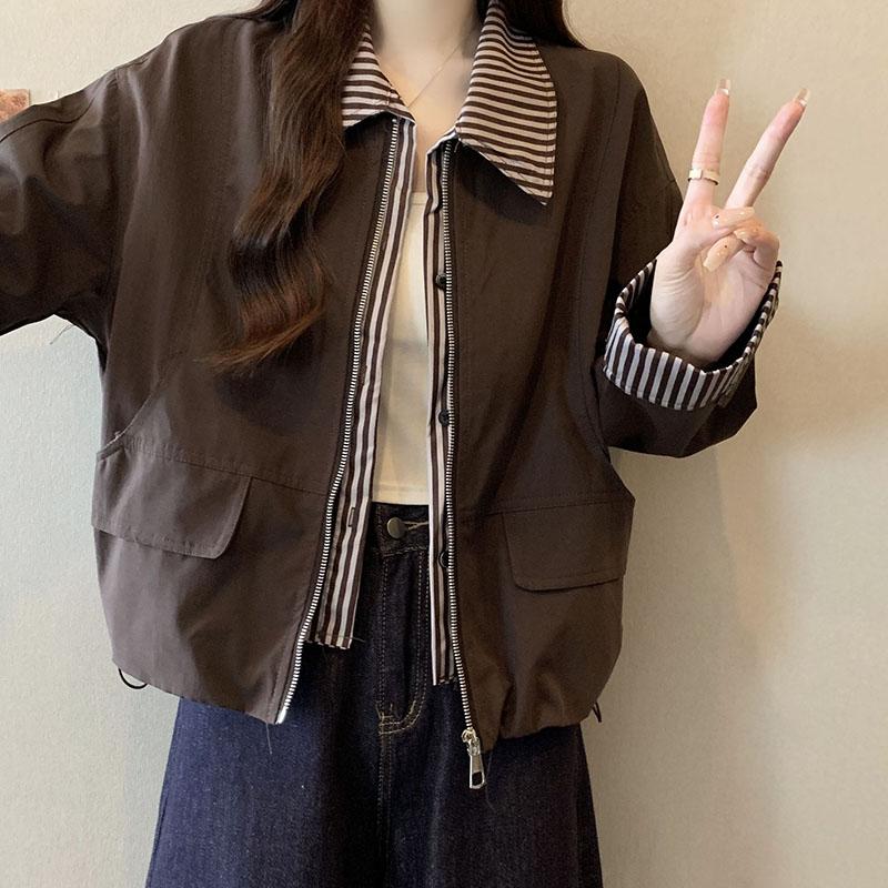 Coat for Women Cotton Autumn Winter Thickened Casual Oversize Straight-Shoulder Long-Sleeve Short Jacket